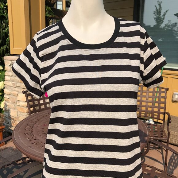 Bluenotes Striped Cotton T-Shirt Black+Gray Sz M - Picture 9 of 9